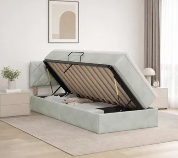 vidaXL Krevet s od storage s uzglavljem Svjetlosiva 90 x 200 cm Baršun - Venlo