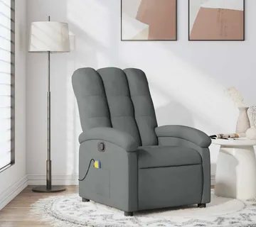 vidaXL Masažna fotelja, tamno siva tkanina - Venlo