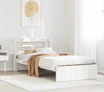 vidaXL Okvir kreveta s uzglavljem bijeli 75x190 cm od borovine - Venlo