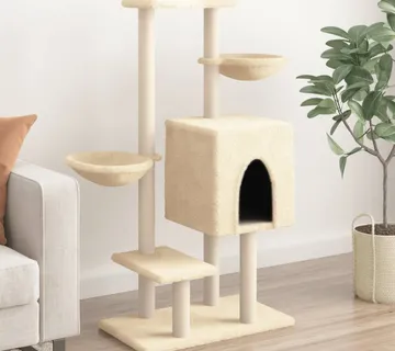 vidaXL Penjalica za mačke sa stupovima za grebanje krem 117 cm - Venlo