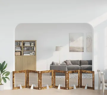 vidaXL Preklopna vrata za pse s postoljem 6 kom. Dimljeni hrast 482 cm - Venlo