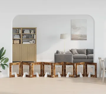 vidaXL Preklopna vrata za pse s postoljem 8 kom. Dimljeni hrast 60 cm - Venlo