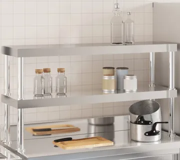 vidaXL Polica za radni stol s 2 razine 110x30x65 cm nehrđajući čelik - Venlo
