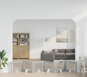 vidaXL Preklopna vrata za pse s postoljem 6 kom. Siva Sonoma 482 cm - Venlo