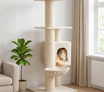vidaXL Mačje drvo s sisalnim postoljima za grebanje Krem 137 cm - Venlo