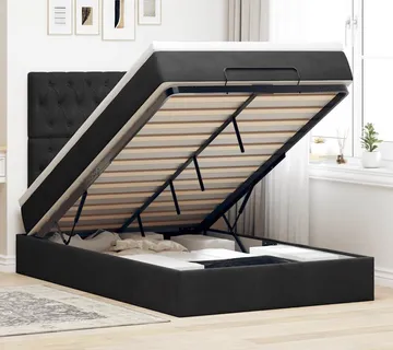 vidaXL Otomanski krevet s madracima crni 120x200 cm baršunasti - Venlo