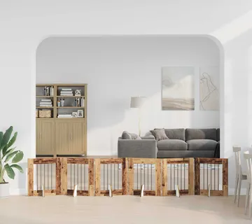 vidaXL Preklopna vrata za pse s postoljem 6 kom. Staro drvo 362 cm - Venlo