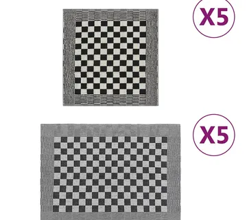 vidaXL Set ručnika od 10 komada crno-bijeli pamučni - Venlo