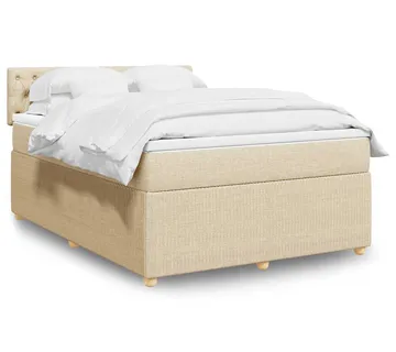 vidaXL Krevet s oprugama i madracem krem 160x200 cm od tkanine - Venlo