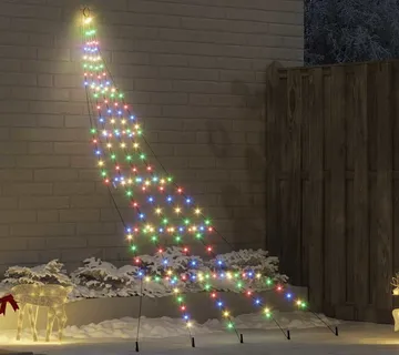 vidaXL LED Božićno drvce s zemljanim klinovima Šareni 306 cm Metal - Venlo