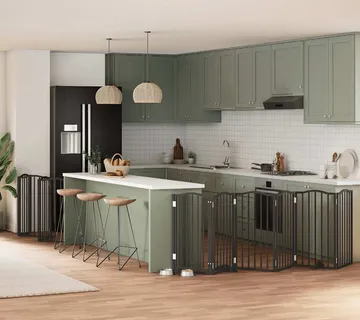vidaXL Vrata za pse s vratašcima 15 panela sklopiva 750 cm drvo topole - Venlo