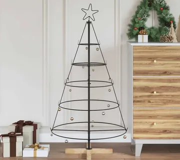 vidaXL Božićno drvo u obliku čunja s stalakom Crna 126 cm Čelik - Venlo