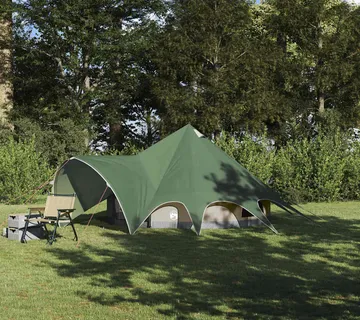 vidaXL Teepee šator za 3 osobe 3-osobni Zelena i Siva - Venlo