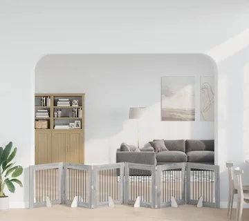 vidaXL Preklopna vrata za pse s postoljem 6 kom. Siva Sonoma 482 cm - Venlo