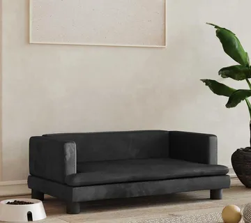 vidaXL Krevet za pse crni 80 x 45 x 30 cm baršunasti - Venlo