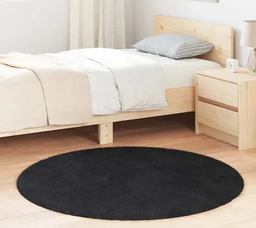 vidaXL Čupavi tepih s visokim vlaknima NAVARRA crni 120x120 cm - Venlo
