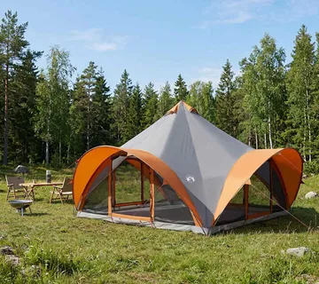 vidaXL Tipi šator Siva i narančasta Za 18 osoba Poliester i čelik - Venlo