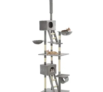 vidaXL Penjalica za mačke sa stupovima za grebanje 230 - 260 cm siva - Venlo