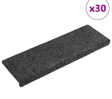 vidaXL Prostirke za stepenice samoljepljive 30 kom 65x21x4 cm tamnosive pravokutne rubove - Venlo