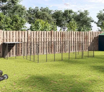 vidaXL Kavez za pse crni 15,73 m² čelični - Venlo