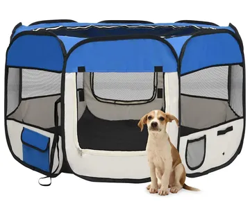 vidaXL Sklopiva ogradica za pse s torbom plava 110 x 110 x 58 cm - Venlo