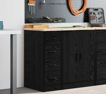 vidaXL Garažni ormar za odlaganje crni 30x51x85 cm masivne borovine - Venlo