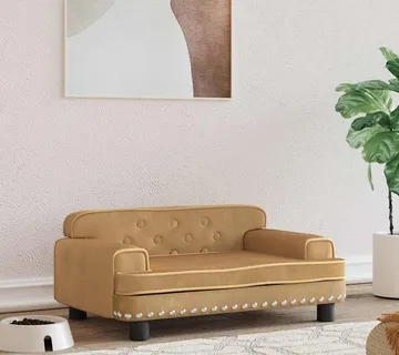 vidaXL Krevet za pse smeđi 70 x 45 x 30 cm baršunasti - Venlo