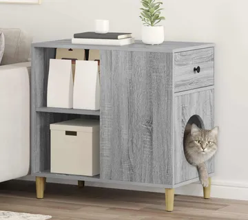 vidaXL Mačja Kuća Siva Sonoma 72 x 42,5 x 70 cm Konstruirano drvo - Venlo