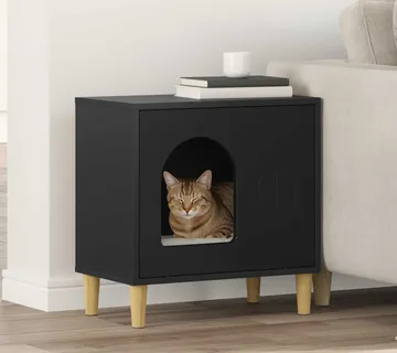vidaXL Mačja Kuća Crna 51 x 30 x 52 cm Konstruirano drvo - Venlo