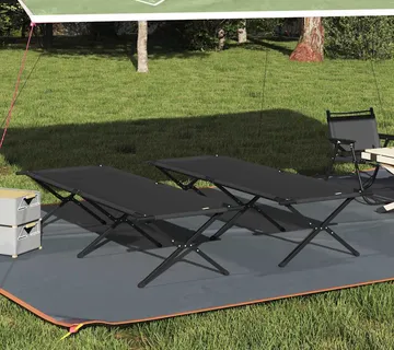 vidaXL Sklopivi kamperski krevet 2 kom. Crna 210 x 80 x 46 cm - Venlo