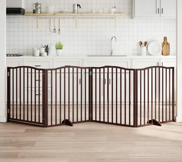 vidaXL Vrata za pse s vratašcima 4 panela sklopiva 320 cm drvo topole - Venlo