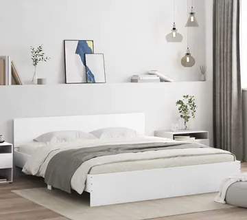 vidaXL Okvir za krevet s uzglavljem i LED bijeli 180x200 cm - Venlo