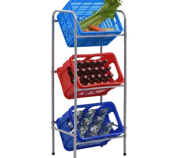 vidaXL Police za pohranu za 3 sanduka srebrne 50 x 33 x 116 cm čelične - Venlo