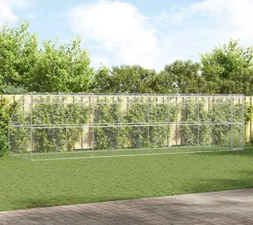 vidaXL Kućica za pse 4 kom. Srebrna 8 x 2 x 2 m Pocinčani čelik - Venlo