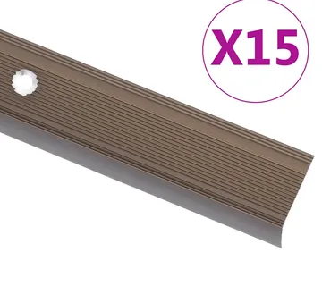 vidaXL Rubnjaci za stepenice L-oblika 15 kom aluminijski 90 cm smeđi - Venlo