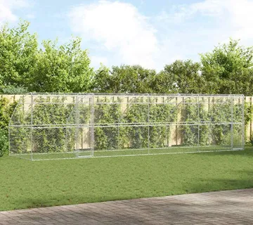 vidaXL Kućica za pse 4 kom. Srebrna 8 x 2 x 2 m Pocinčani čelik - Venlo