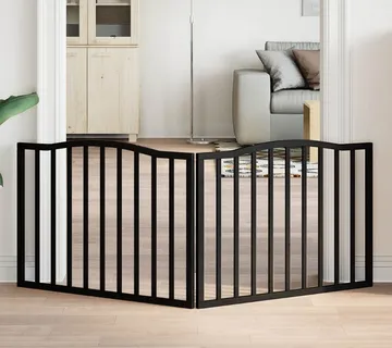 vidaXL Vrata za pse s 2 panela sklopiva crna 160 cm od drva topole - Venlo