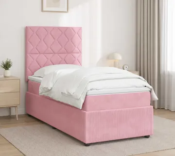 vidaXL Boxspring krevet s madracem Ružičasta 90 x 190 cm Baršun - Venlo
