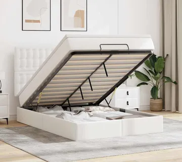 vidaXL Otomanski krevet s madracima i LED 140x190cm umjetna koža - Venlo