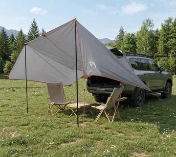 vidaXL Nadstrešnica za vozilo Siva i narančasta 518 x 580 x 215 cm - Venlo