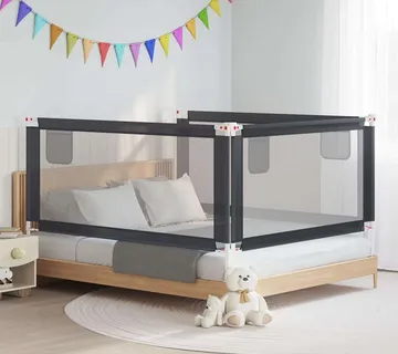 vidaXL Sigurnosna ograda za dječji krevet tamnosiva 180x25 cm tkanina - Venlo
