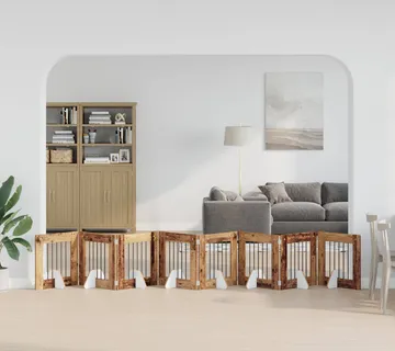 vidaXL Preklopna vrata za pse s postoljem 8 kom. Staro drvo 60 cm - Venlo