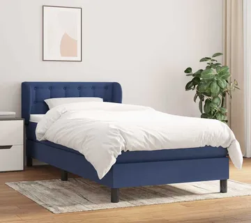 vidaXL Krevet s oprugama i madracem plavi 90 x 200 cm od tkanine - Venlo