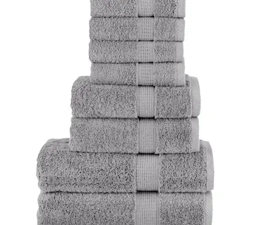vidaXL 8-dijelni vrhunski set ručnika SOLUND sivi 600 gsm - Venlo