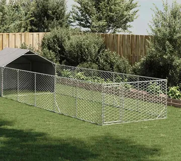 vidaXL Vanjska kućica za pse sa stazom 8x2x1,5 m pocinčani čelik - Venlo