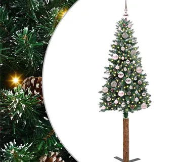 vidaXL Mršavo božićno drvce Zelena 150 cm PVC i čvrsto drvo bora - Venlo