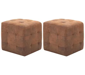 vidaXL Tabure 2 kom smeđi 30 x 30 x 30 cm od umjetne brušene kože - Venlo