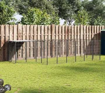 vidaXL Kavez za pse crni 8,47 m² čelični - Venlo