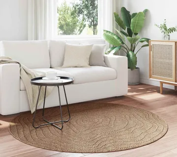vidaXL Tepih za unutarnju i vanjsku uporabu AGIRA Prirodna Ø 120 CM - Venlo