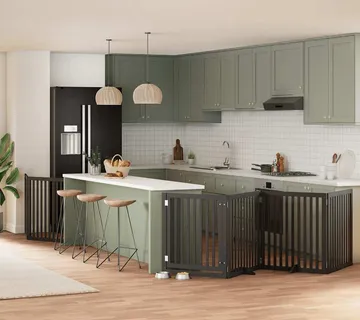vidaXL Vrata za pse s vratašcima 8 panela sklopiva 640 cm drvo topole - Venlo